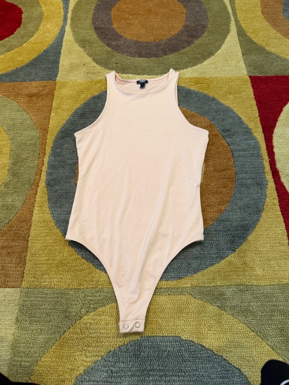 Express Body Contour Thong Bodysuit High Neck Light Pink Women’s Size XS